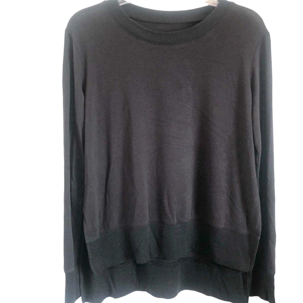 Alo Yoga Women's Black Side Slit Hem High Low Sweater Size Medium